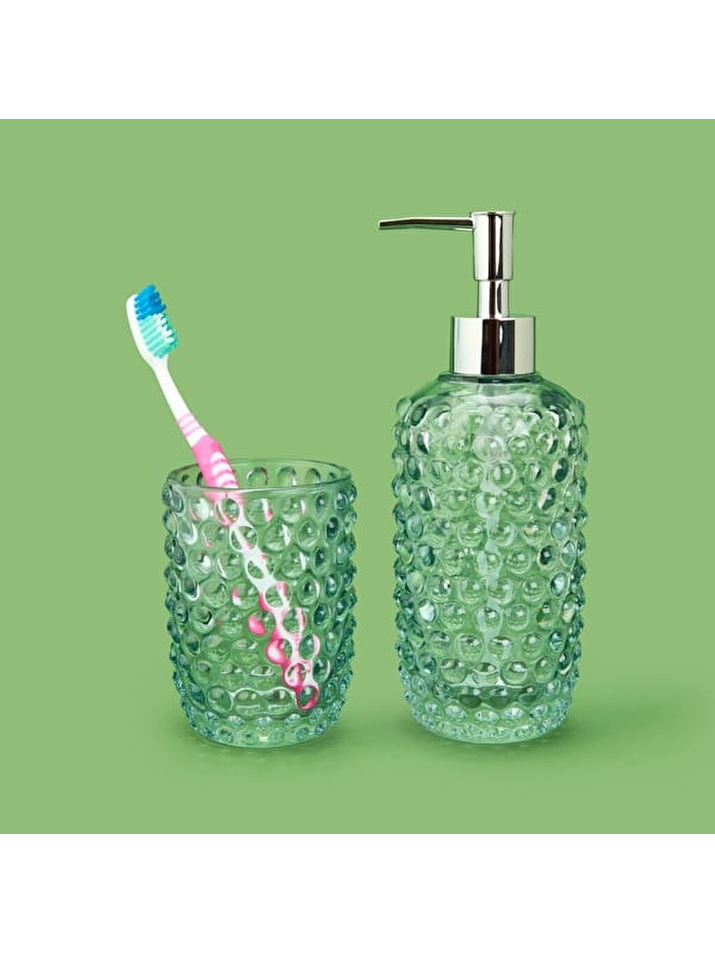 Gri Bath 2'li Cam Banyo Sıvı Sabunluk Seti - Füme-5