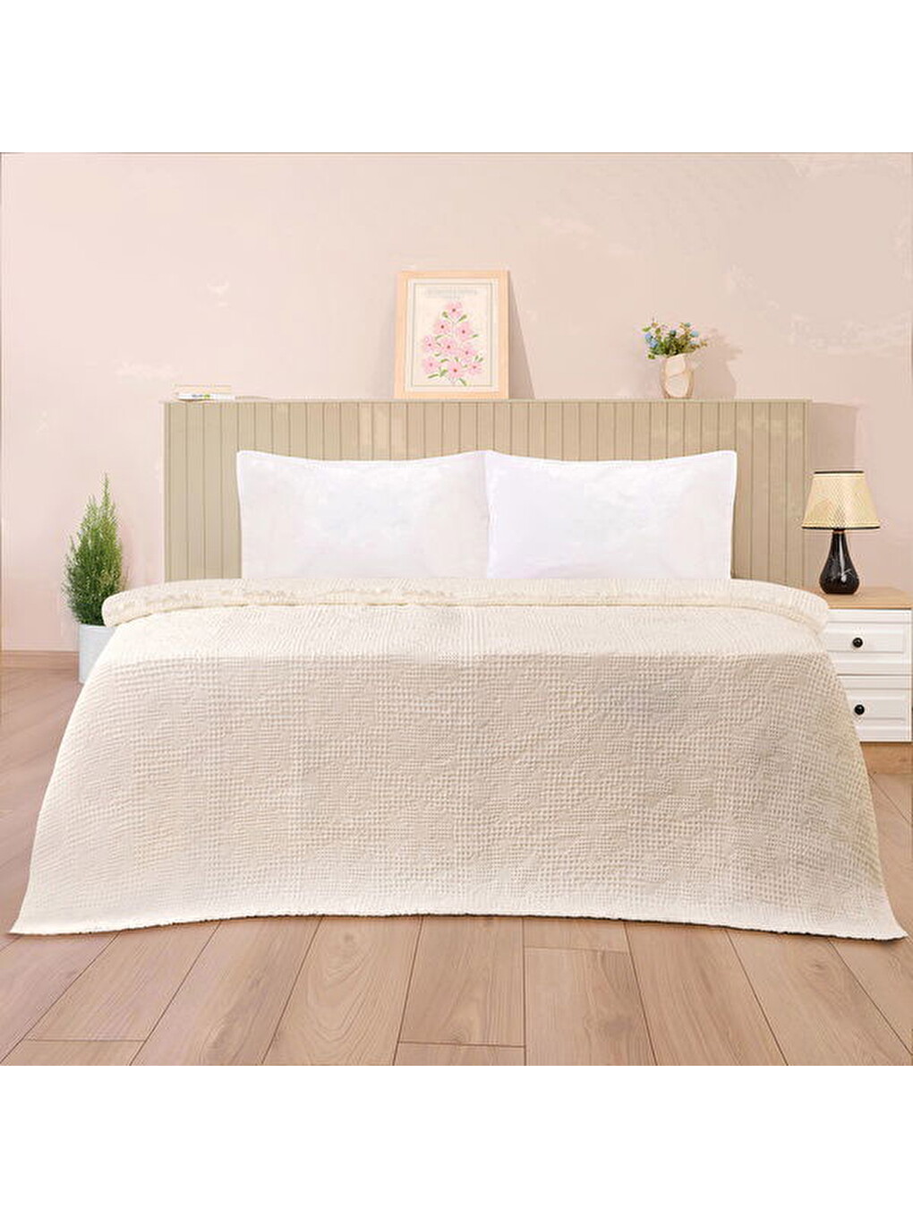 Soft Fleur Çift Kişilik Yatak Örtüsü - Beyaz - 210x240 cm