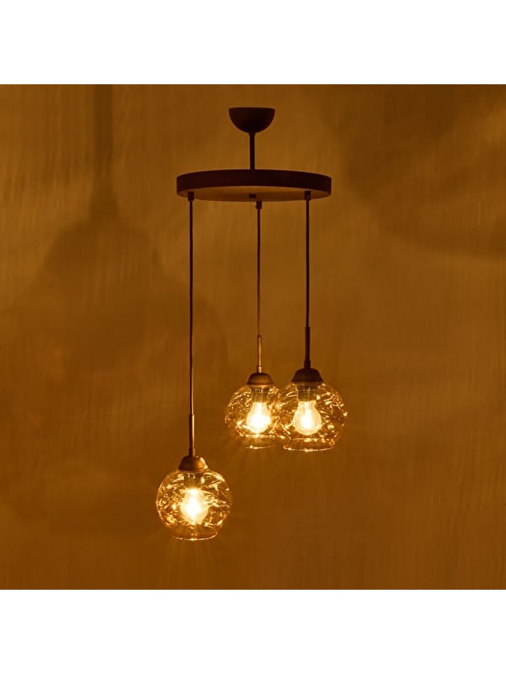 Kahverengi Lighting Arrakis 3'lü Yuvarlak Modern Sarkıt Avize - Eskitme / Bal-3