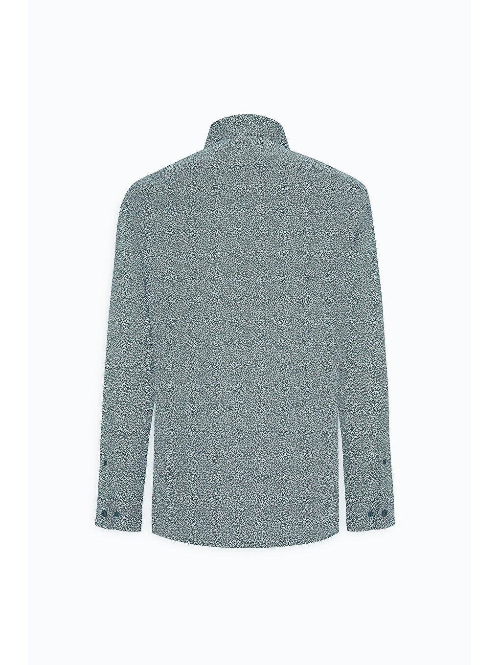 Erkek Yeşil-Beyaz Pamuklu Slim Fit Dar Kesim Klasik Yaka Baskılı Gömlek-8