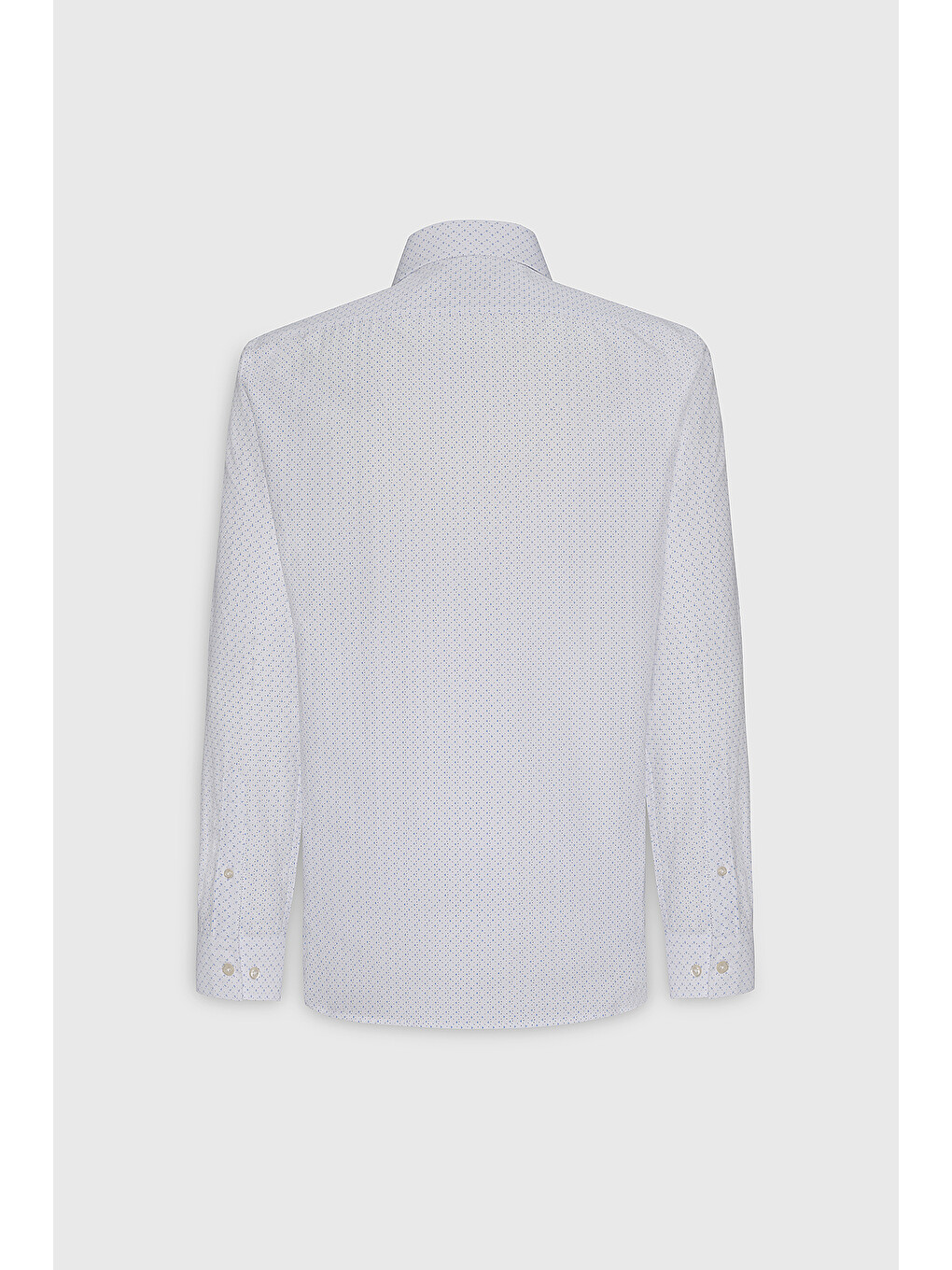 Erkek Beyaz-Mavi Slim Fit Dar Kesim Klasik Yaka Pamuklu Armürlü Gömlek-9