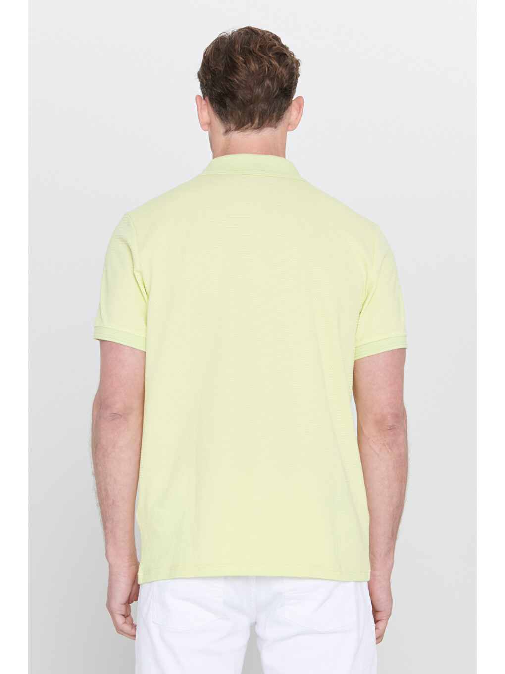 Erkek Fıstık Yeşil Slim Fit Dar Kesim Polo Yaka Baskılı Pamuklu Tişört-5