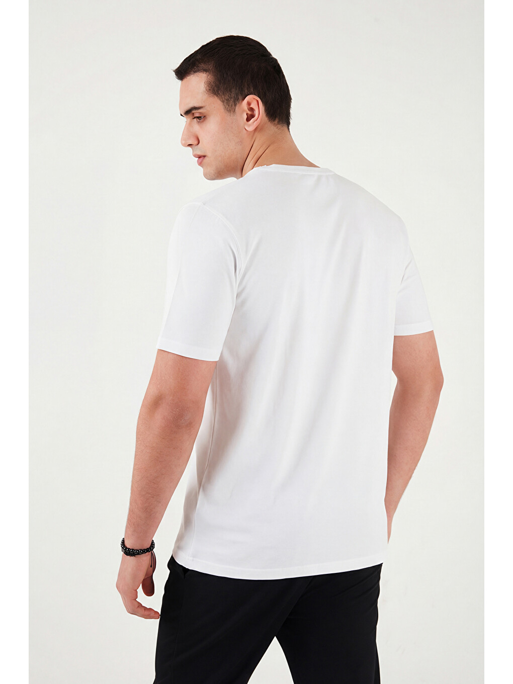 Ekru Pamuklu Regular Fit Baskılı Bisiklet Yaka Tişört 5904061-6