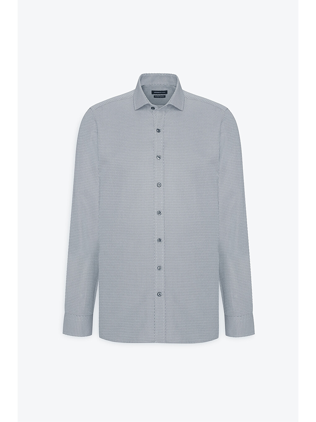 Erkek Gri Slim Fit Dar Kesim Klasik Yaka Pamuklu Armürlü Gömlek-6