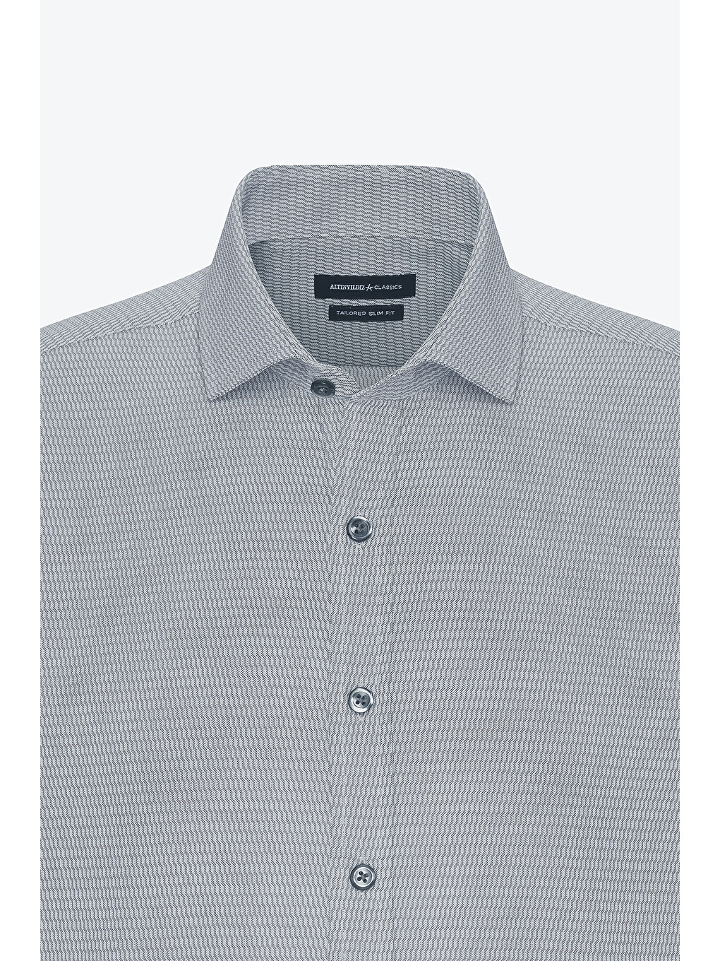 Erkek Gri Slim Fit Dar Kesim Klasik Yaka Pamuklu Armürlü Gömlek-7