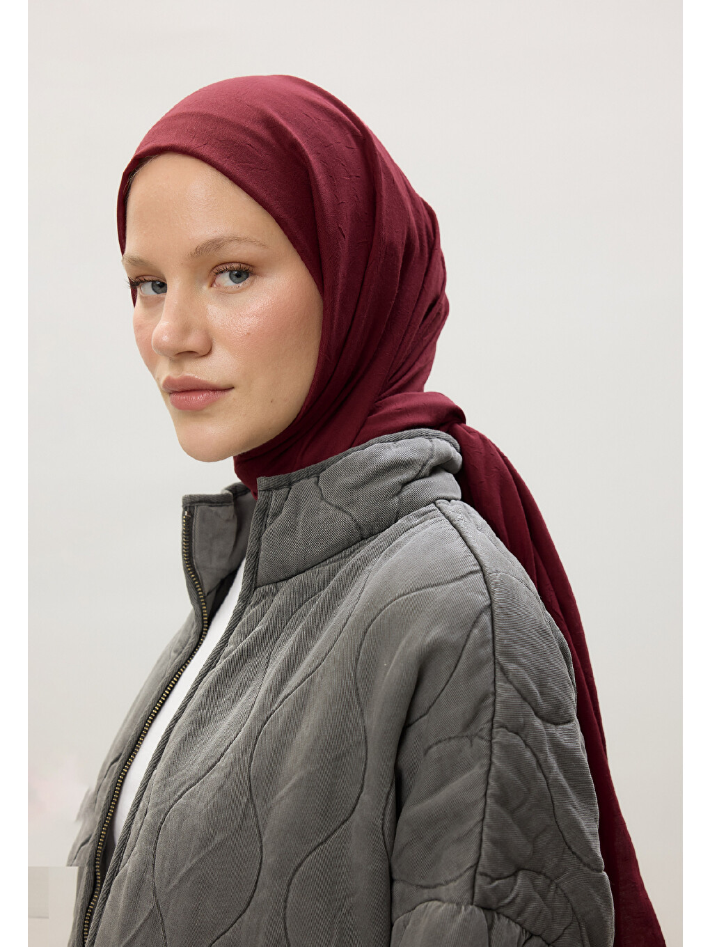 Bambu Şal Bordo-3