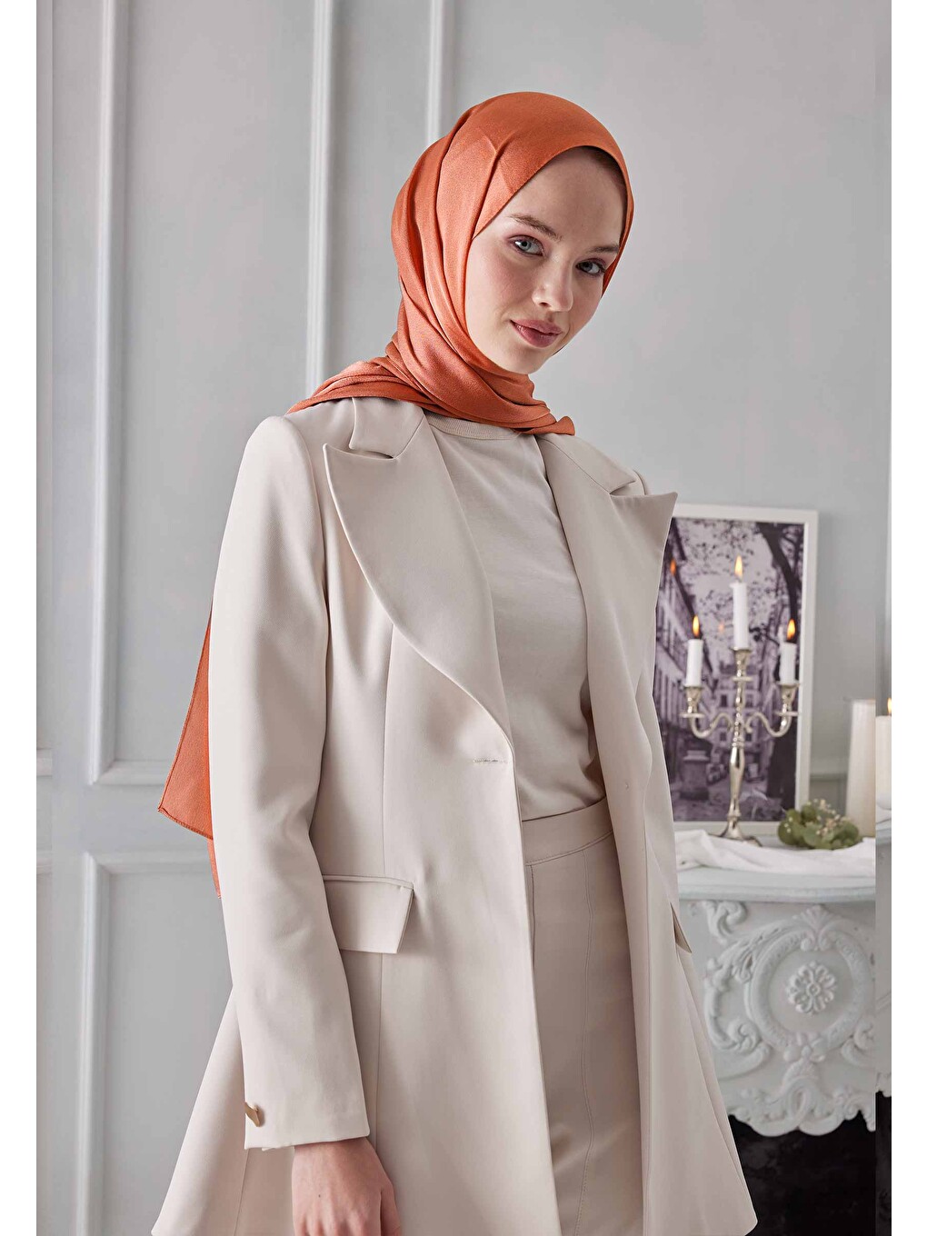 Kahverengi Janjanlı Şal Tarçın-3