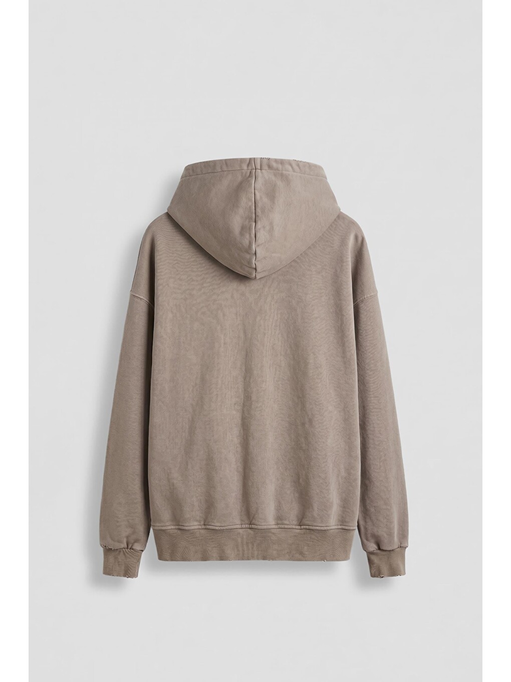 Erkek Relax Fit Yıkamalı Kapüşonlu Sweatshirt Koyu Bej-1