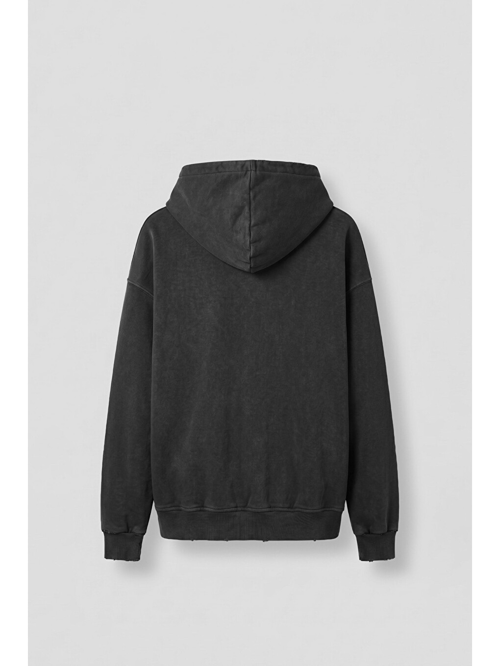Erkek Relax Fit Yıkamalı Kapüşonlu Sweatshirt Siyah-1