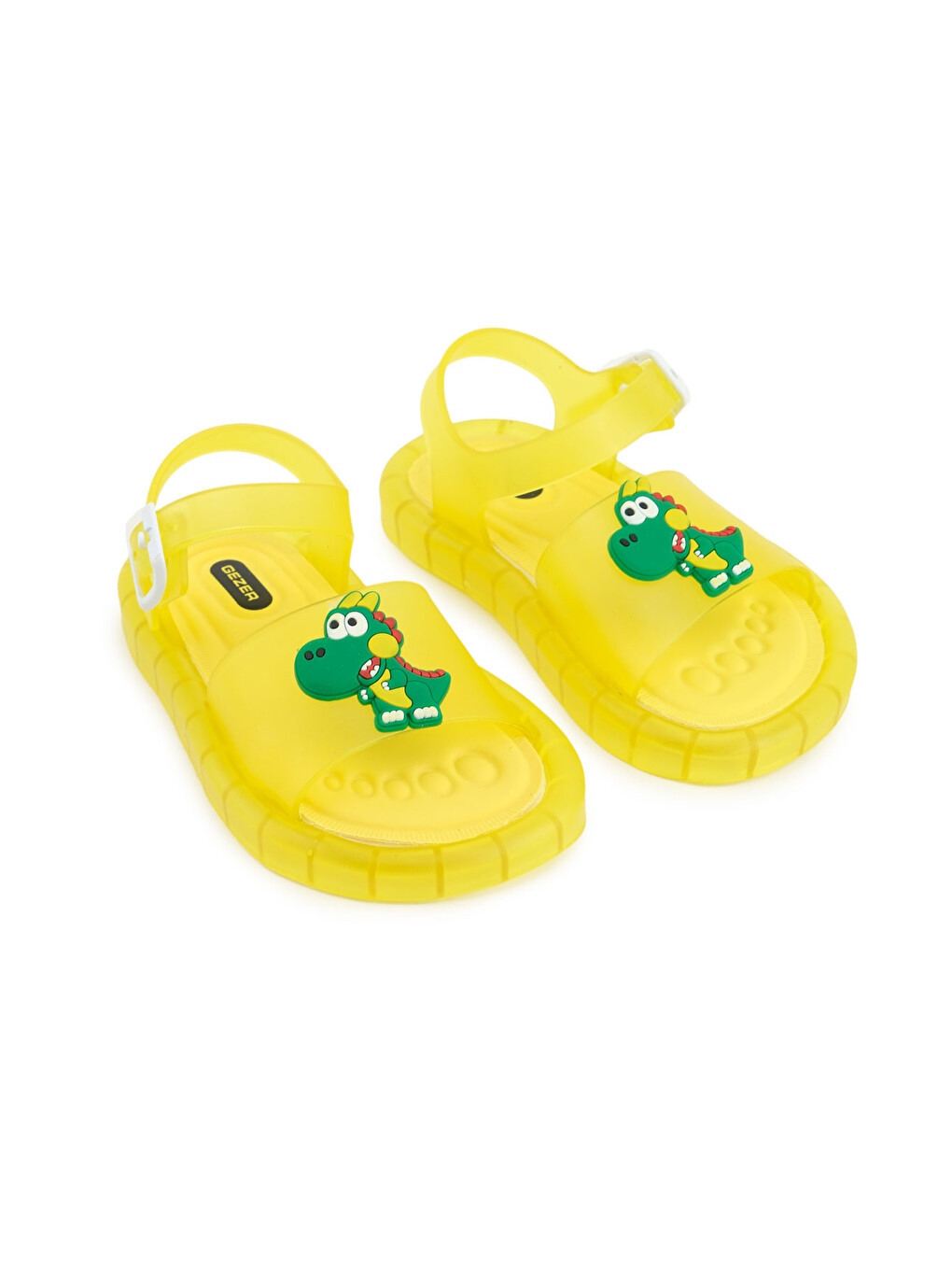 Sarı Yazlık Erkek Çocuk Suni Deri Işıklı Rahat Taban Ayarlanabilir Dino Sandalet-3
