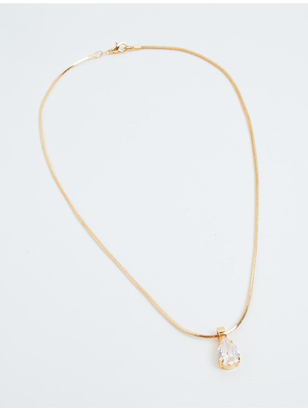 Sarı Altın Taşlı Zarif Zincir Kolye-1