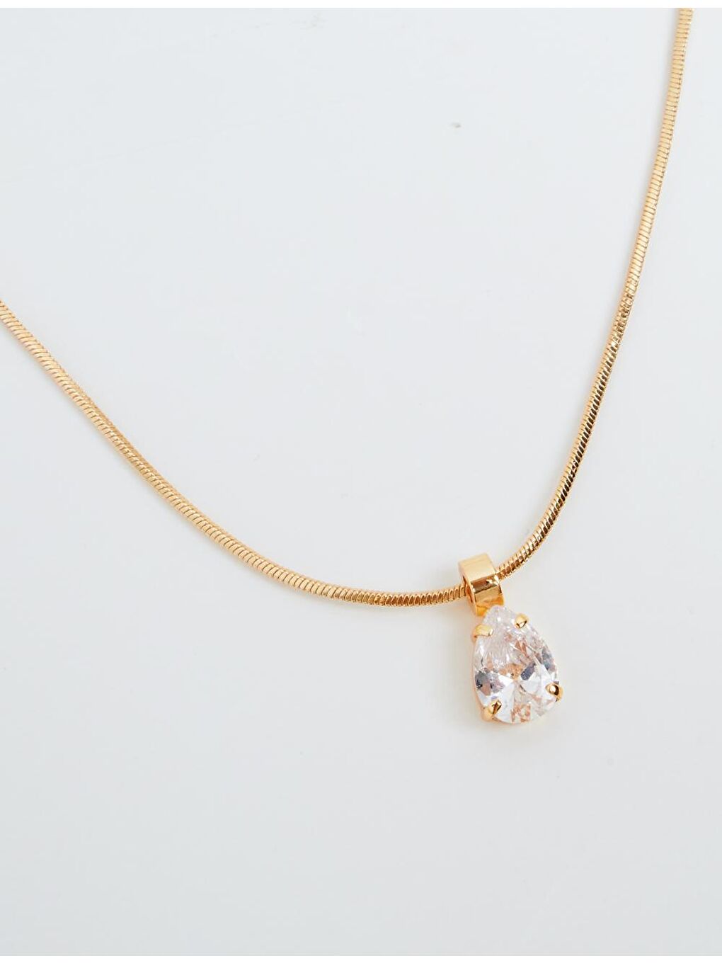 Sarı Altın Taşlı Zarif Zincir Kolye