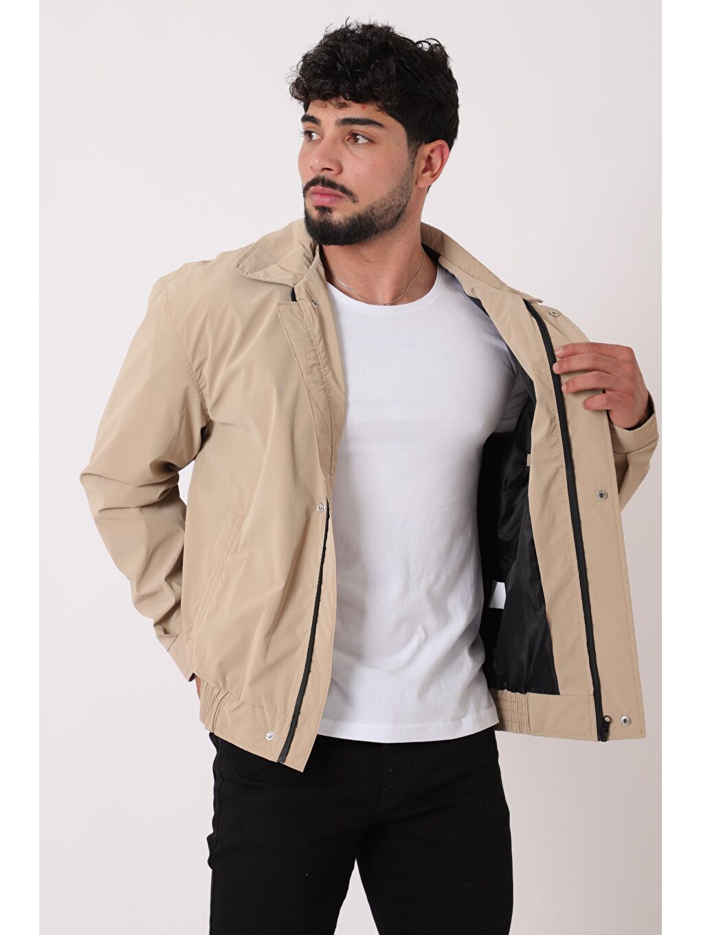 Bej Yakalı Bel Lastikli Nova Mevsimlik Mont BL 1811_60326-2