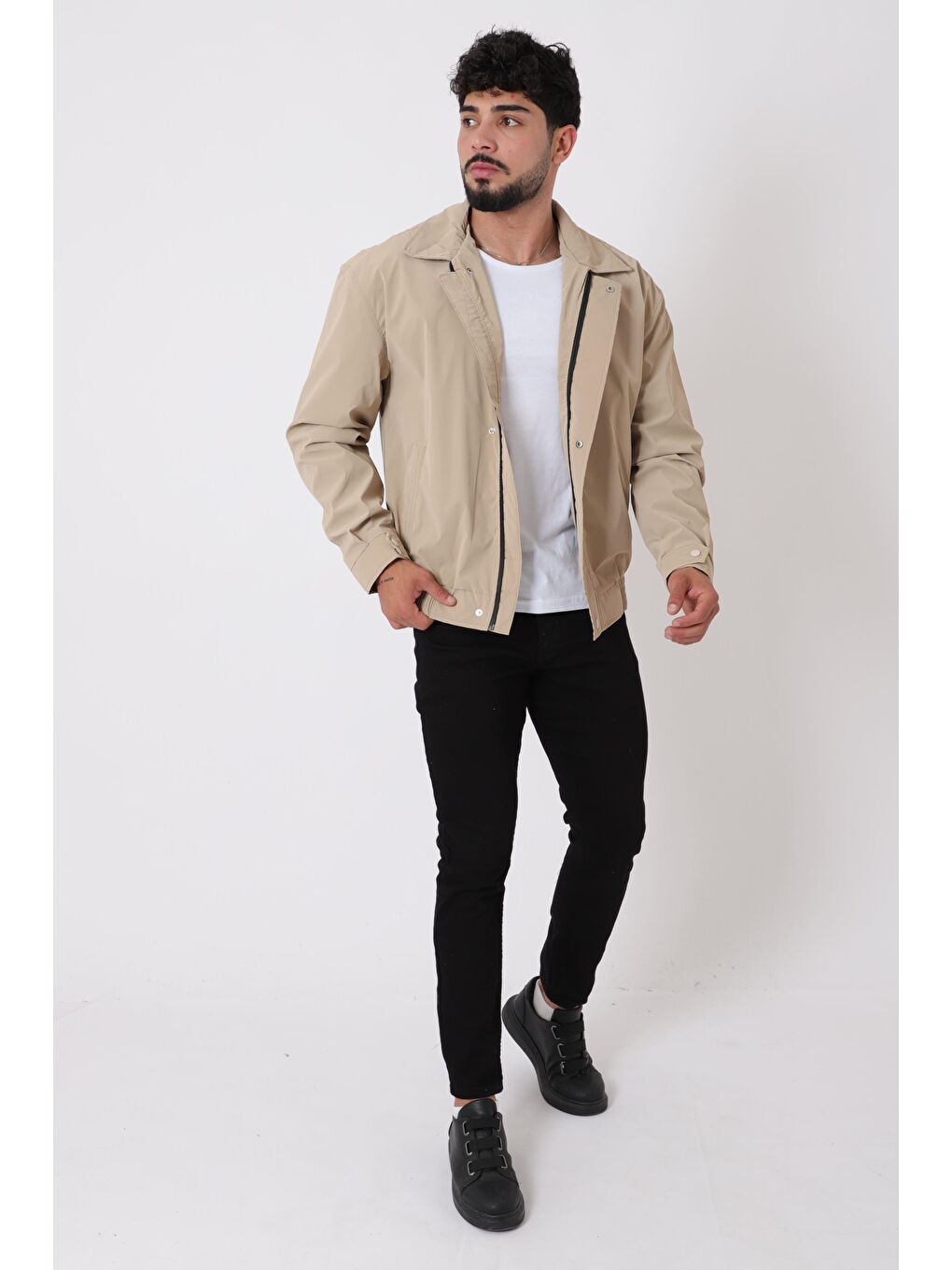 Bej Yakalı Bel Lastikli Nova Mevsimlik Mont BL 1811_60326-3