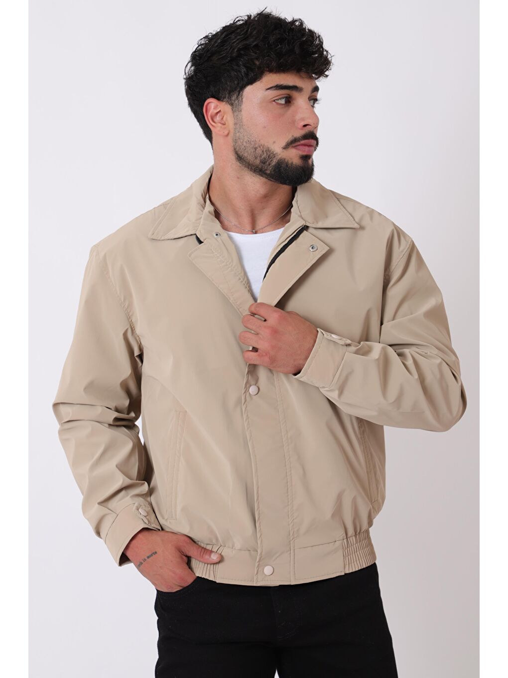 Bej Yakalı Bel Lastikli Nova Mevsimlik Mont BL 1811_60326-4