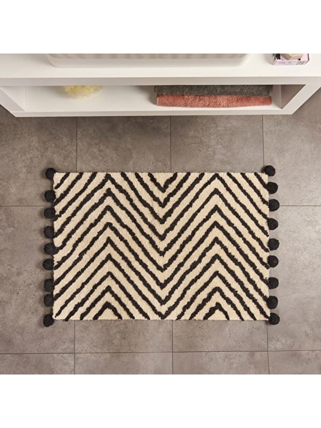 Gri Soft Tufting Nora Banyo Paspası - Ekru / Antrasit - 60x90 Cm-4