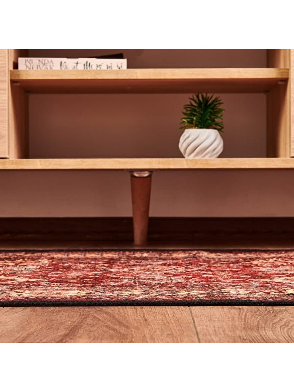 Soft Line Afgan Desenli Halı - Kırmızı - 80x150 cm-3