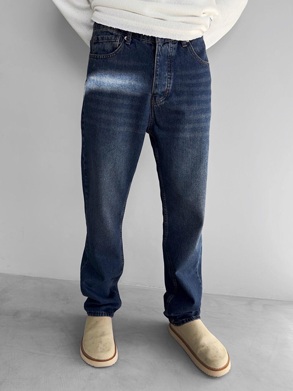 Erkek Baggy Fit Jean Pantolon Lacivert-4