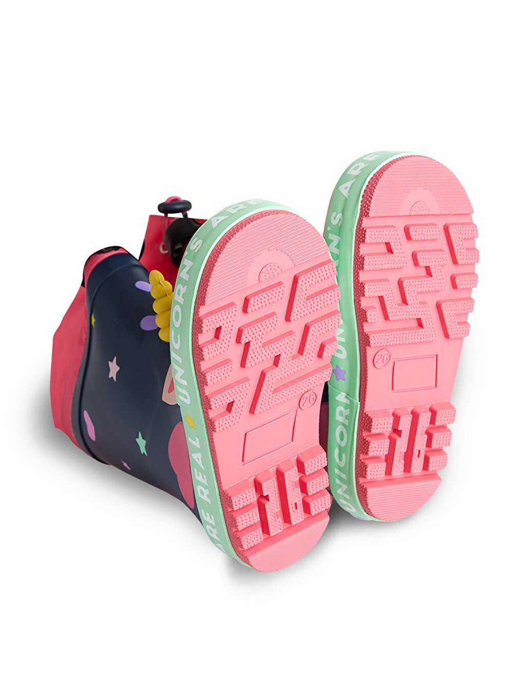 Karışık Kalpli  Kız Çocuk Lacivert Yağmur Çizmesi-7