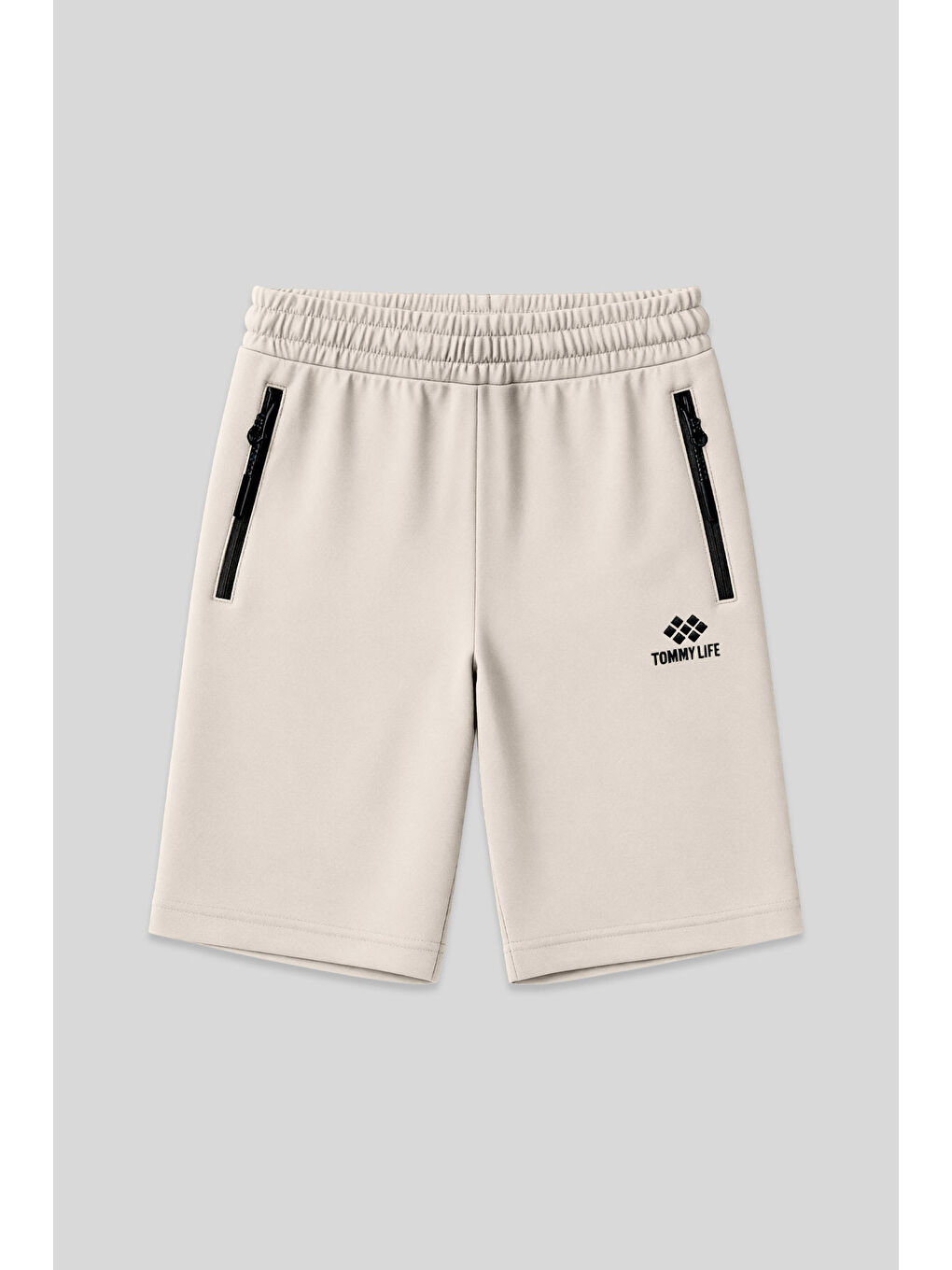 Bej Gizli Fermuar Arka Cepli Bağcıklı Standart Kalıp Erkek Şort - 81136