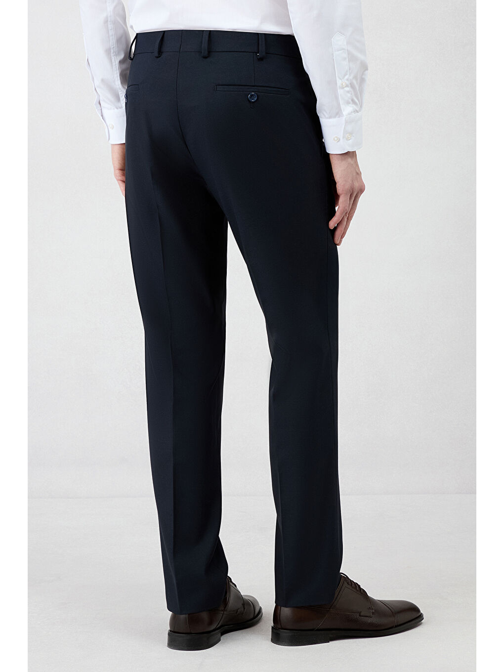 Lacivert 6 Drop Regular Fit Standart Kesim Mono Yaka Yünlü Klasik Takım Elbise-5