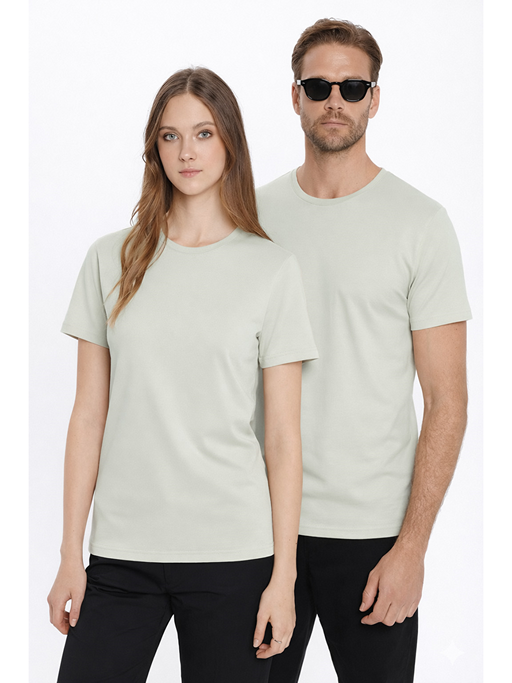 Bej Erkek Slim Fit Taş Bisiklet Yaka %100 Pamuk Dar Kesim Basic Tişört-4