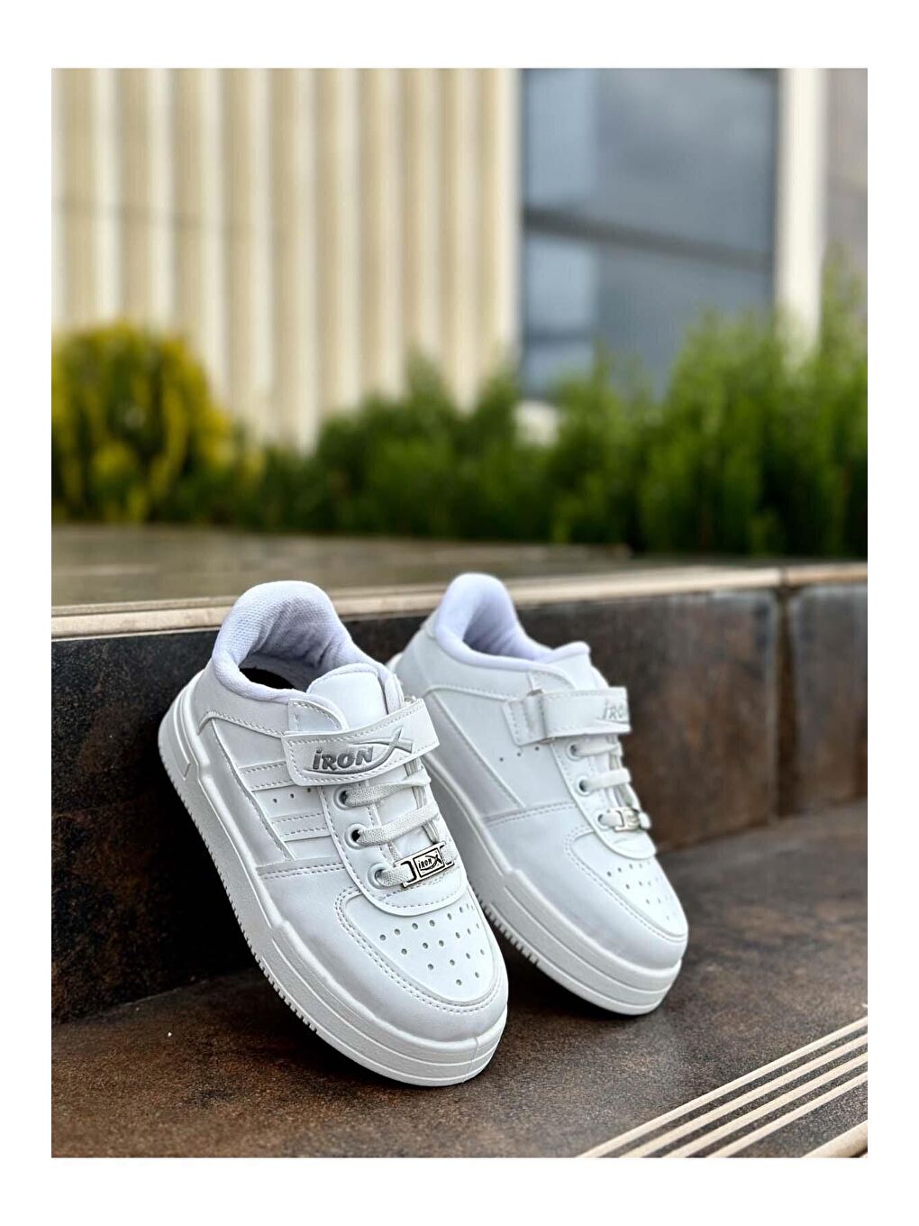 Muggo Beyaz Jeyi Günlük Unisex Çocuk  Lastikli ve Cırtlı Rahat Sneaker Spor Ayakkabı - 1