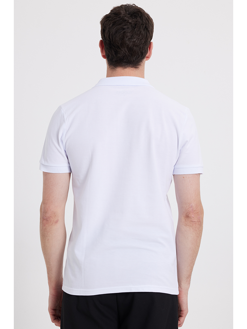 Beyaz Erkek Polo Yaka Slim Fit Düz Pamuk Pike Tişört-7