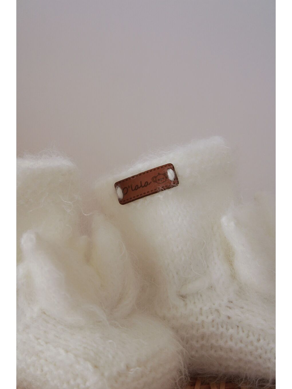 Bej Beyaz Tavşan Kulaklı Örgü Patik Bebek 0-12 Ay-4