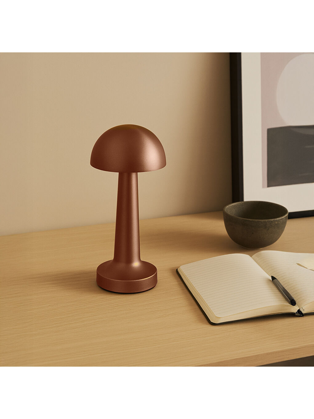 Sarı FL-8080 Şarjlı Led Masa Lambası - Bronz - 22,5 cm