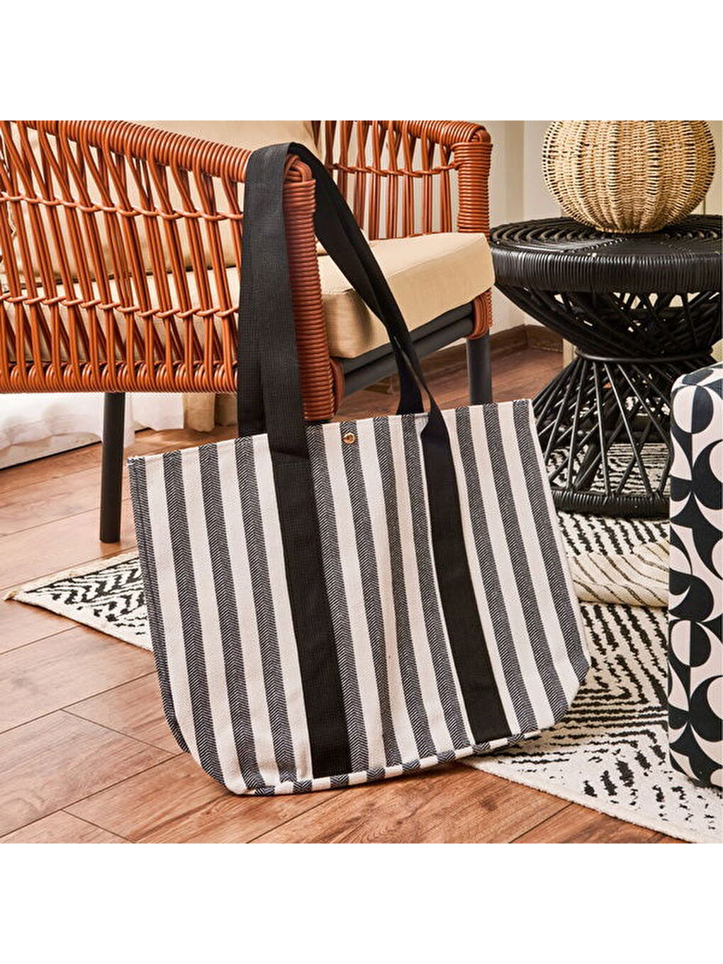 Soft Plaj Çantası - Siyah - 48x35 cm-3