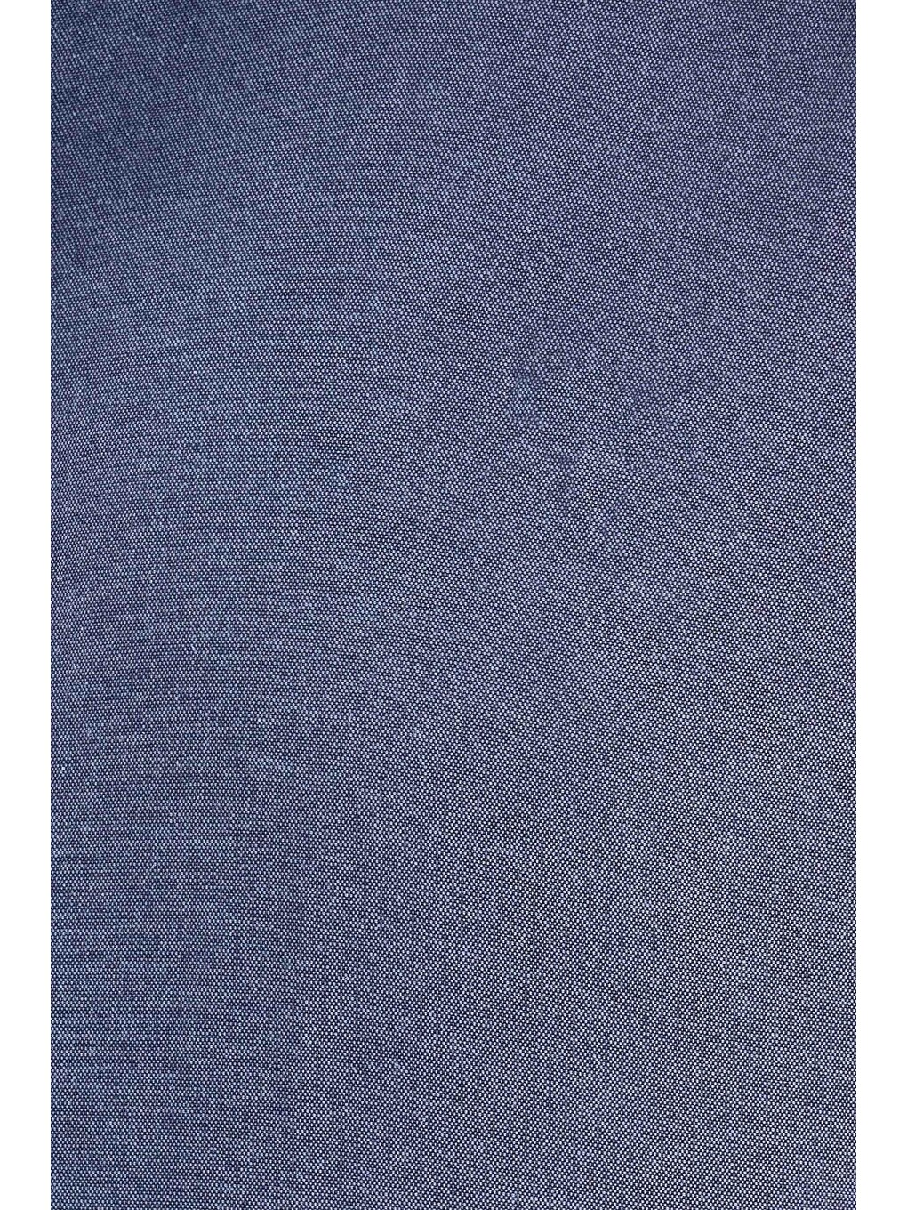 Erkek Slim Fit Dar Kesim Uzun Kollu Pamuklu Oxford Doku Lacivert Düğmeli Yaka Gömlek-5