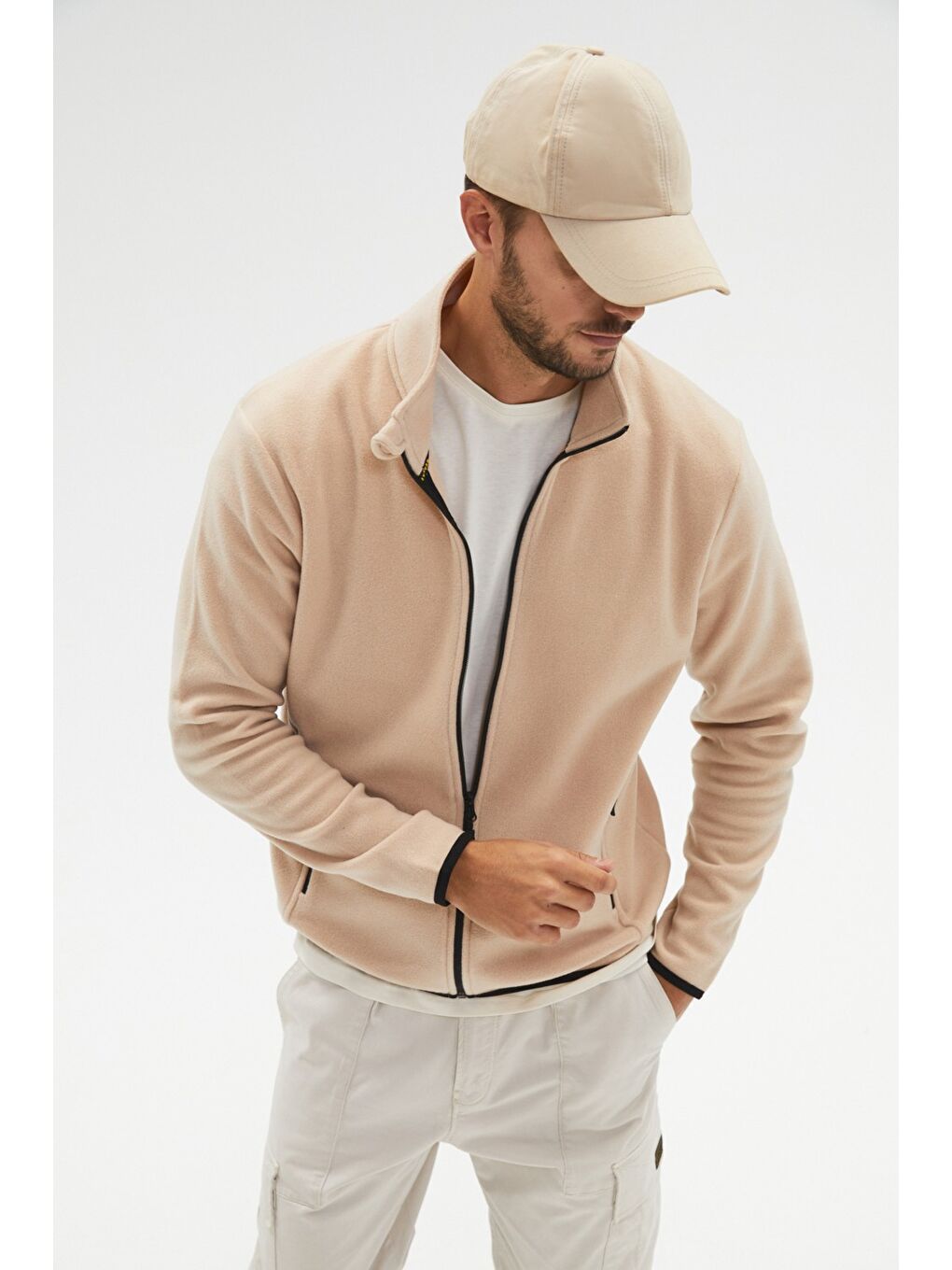 Kahverengi Regular Fit  Polar Erkek Fermuarlı Sweatshirt Hırka-3