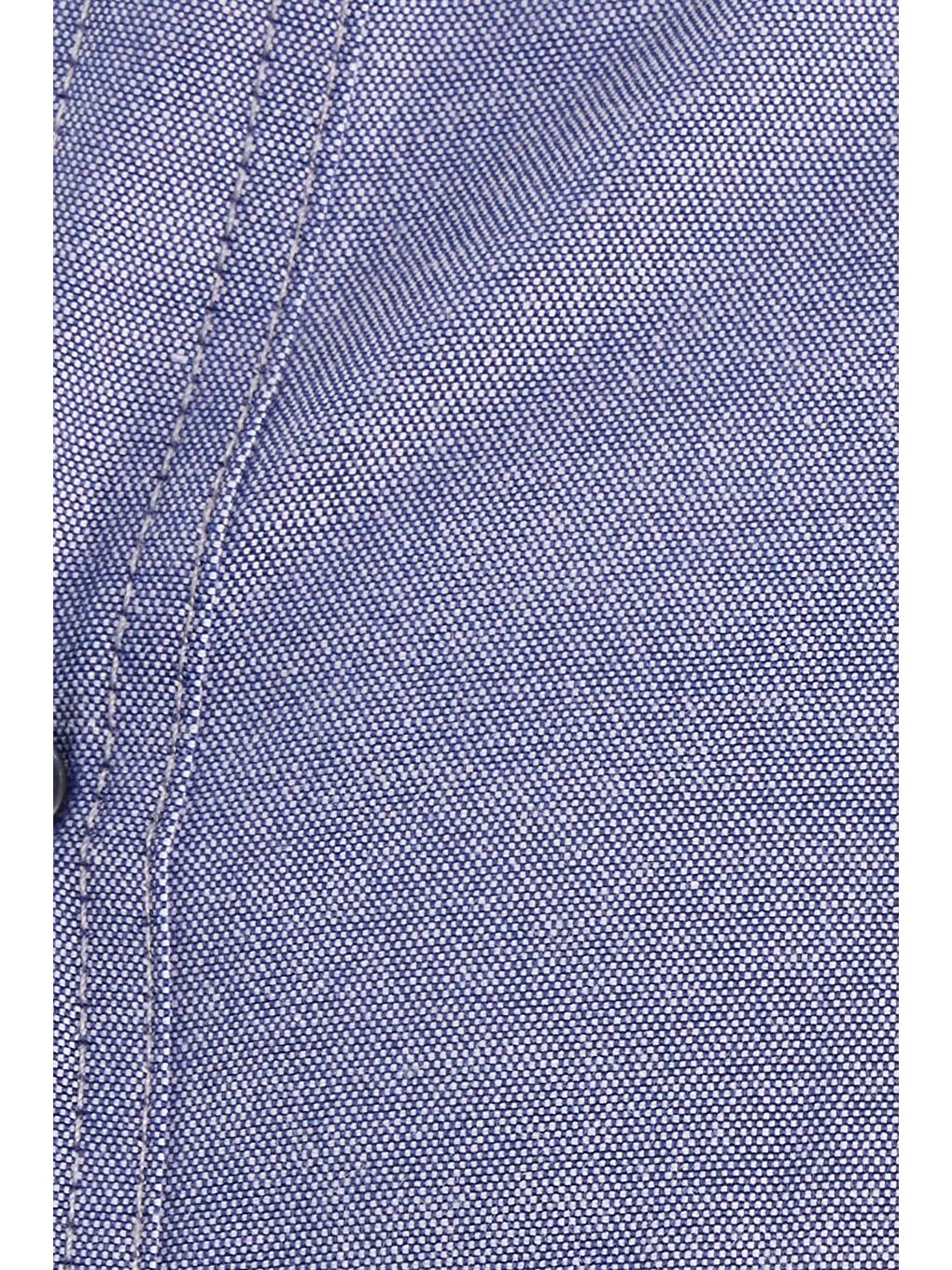 Erkek Slim Fit Dar Kesim Uzun Kollu Pamuklu Oxford Doku Lacivert Düğmeli Yaka Gömlek-5