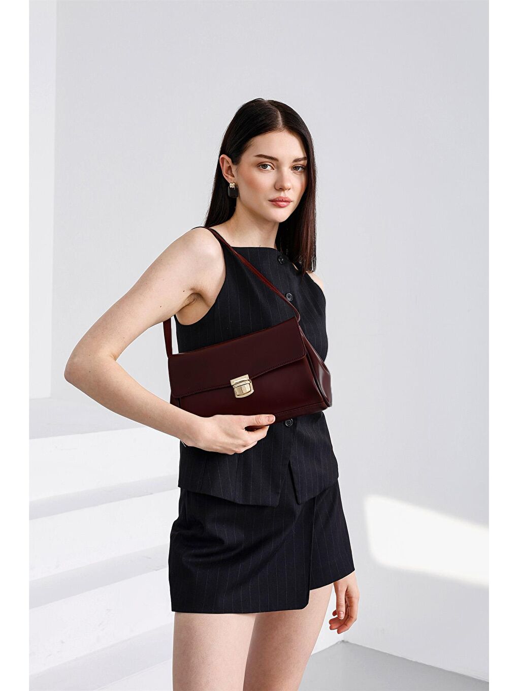 Lauren City Baget Çanta Bordo-3