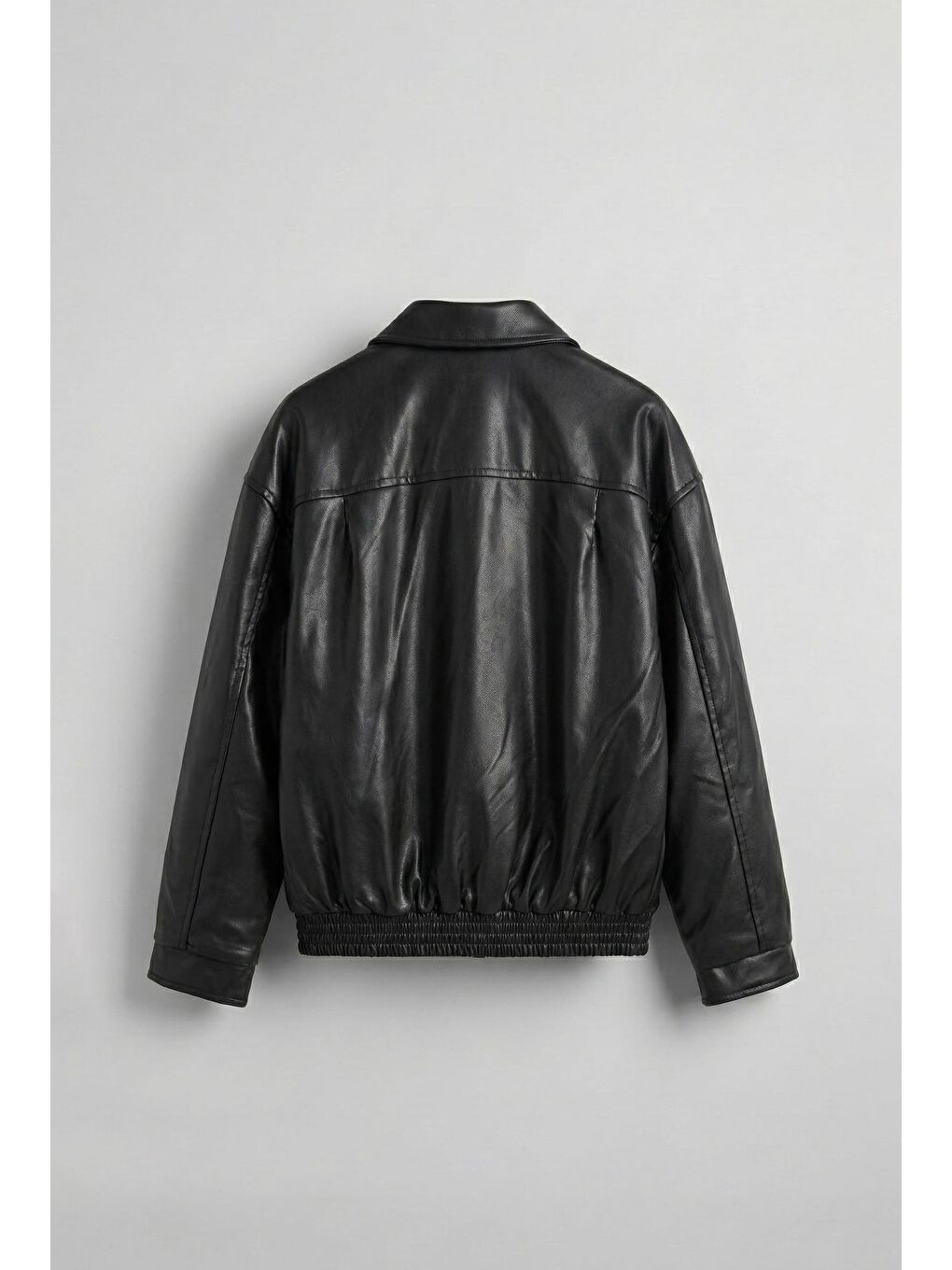 Erkek Oversize Premium Basic Deri Ceket Siyah-1