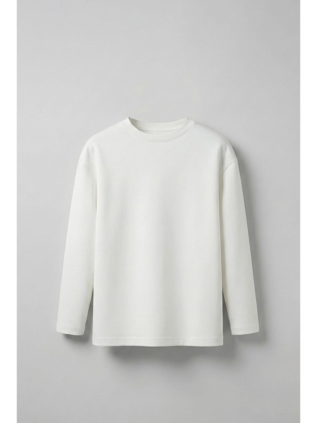 Erkek Oversize Basic Uzun Kollu Sweatshirt Ekru