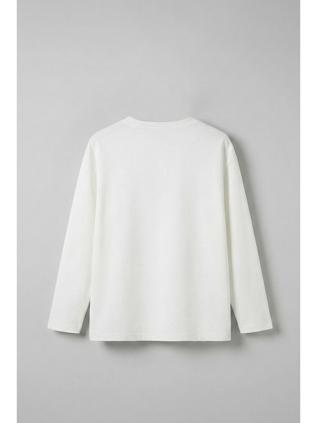 Erkek Oversize Basic Uzun Kollu Sweatshirt Ekru-1