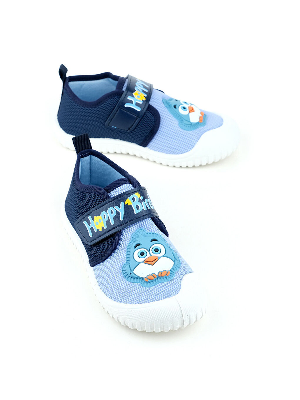 Mavi Yazlık Erkek Çocuk Keten Happy Bird Cırt Cırtlı Ayarlanabilir Ayakkabı-1
