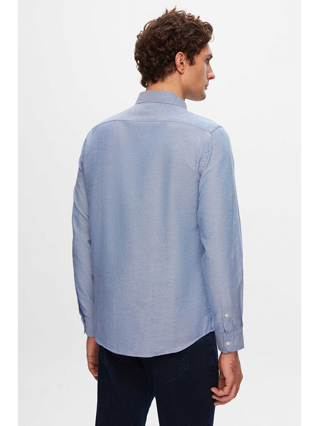 Slim Fit Lacivert Pamuk Karışımlı 2'li V Yaka Triko Ve Gömlek-5
