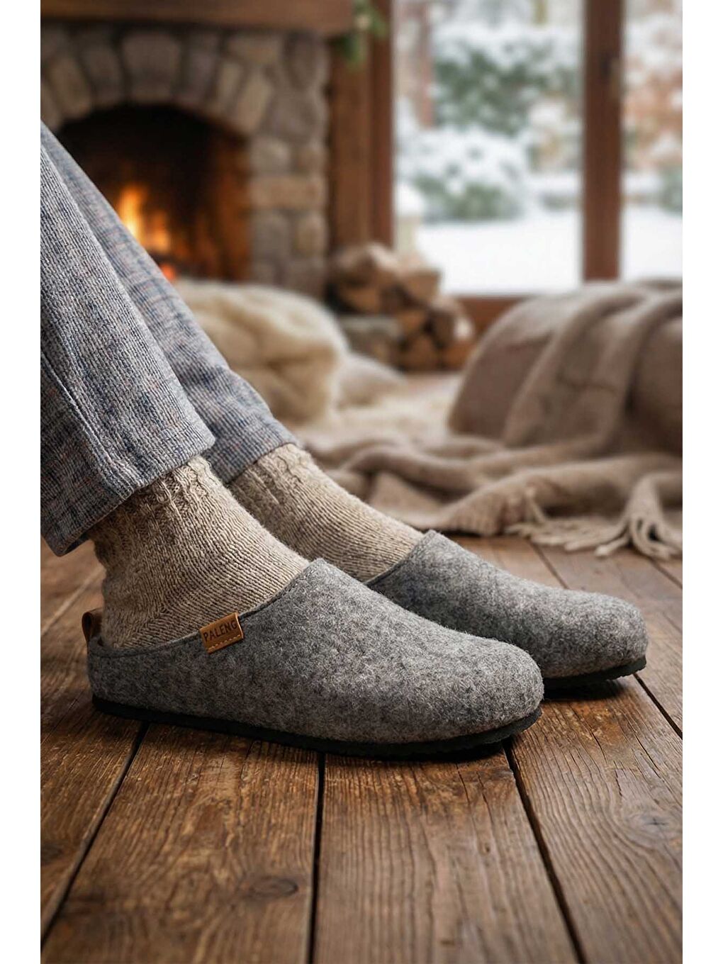 Gri Dört Mevsim Çıkarılabilir İç Taban Comfort Ev Bahçe Erkek Terlik