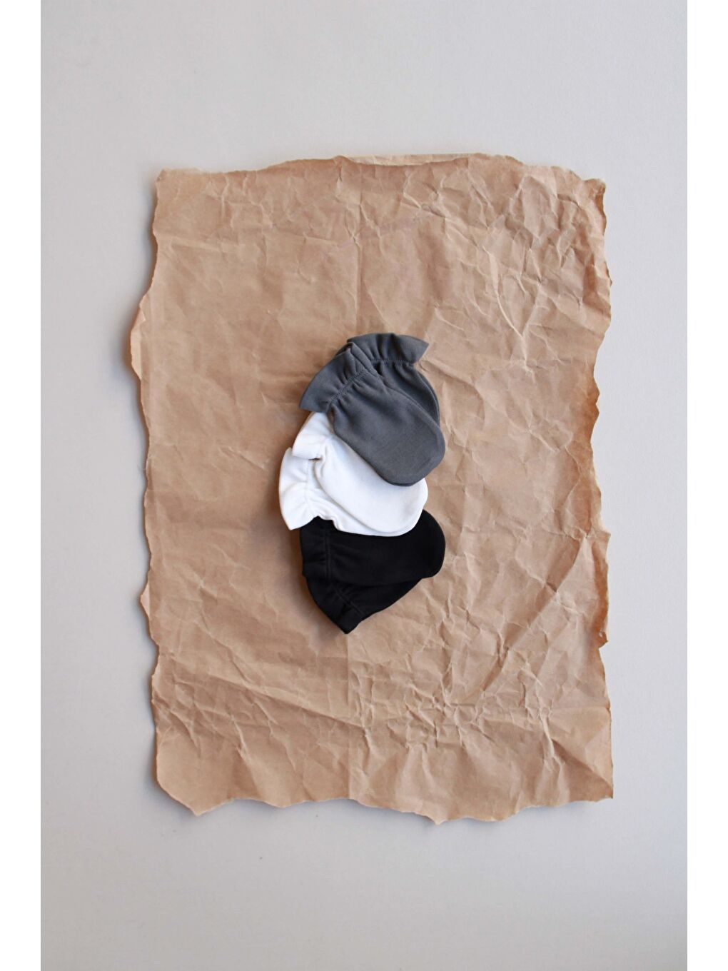 3lü Beyaz-antrasit-siyah Yenidoğan Eldiven Set Model 7-5