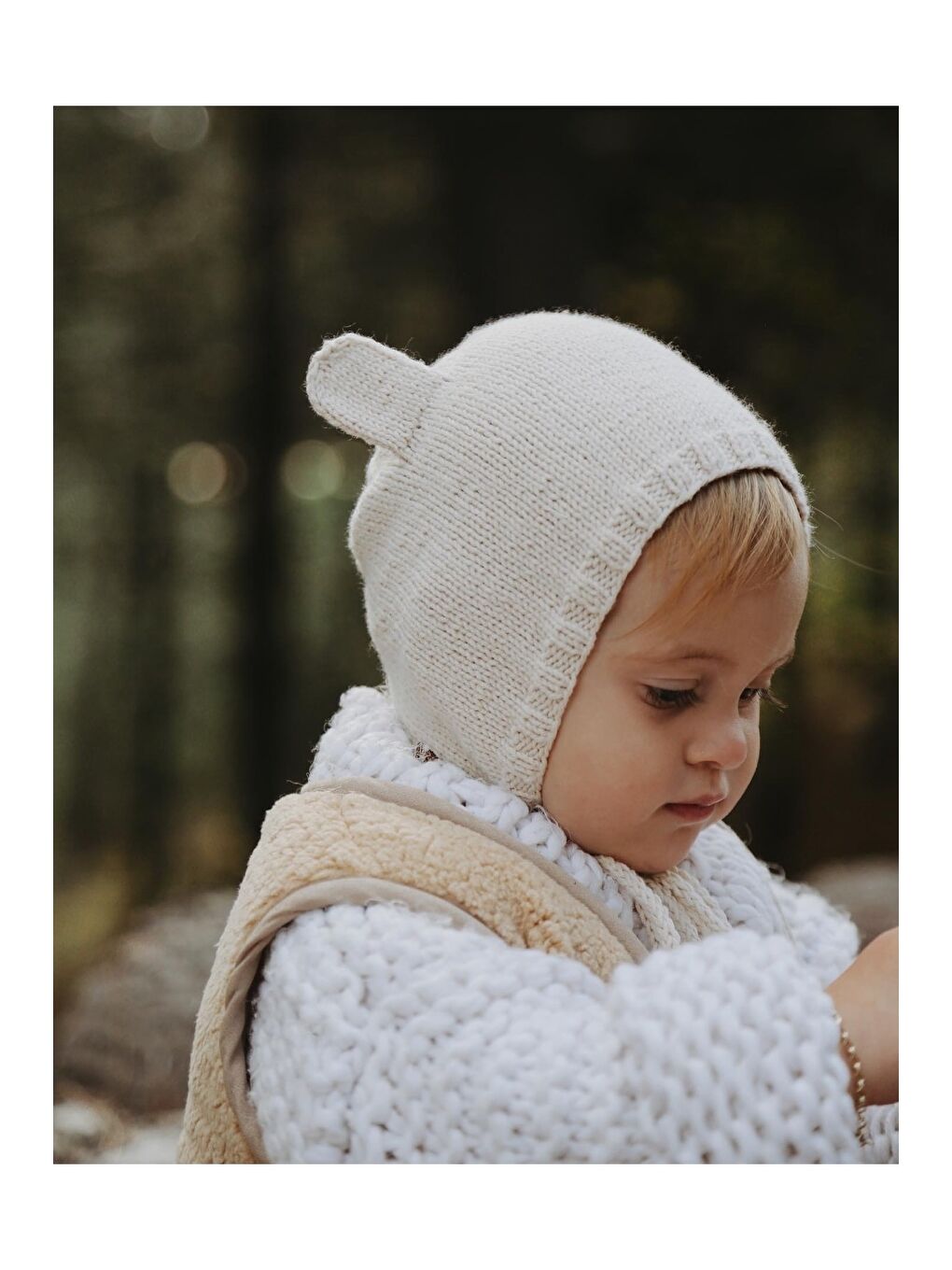 Bej Kulaklı Bebek Beresi Model 3-1