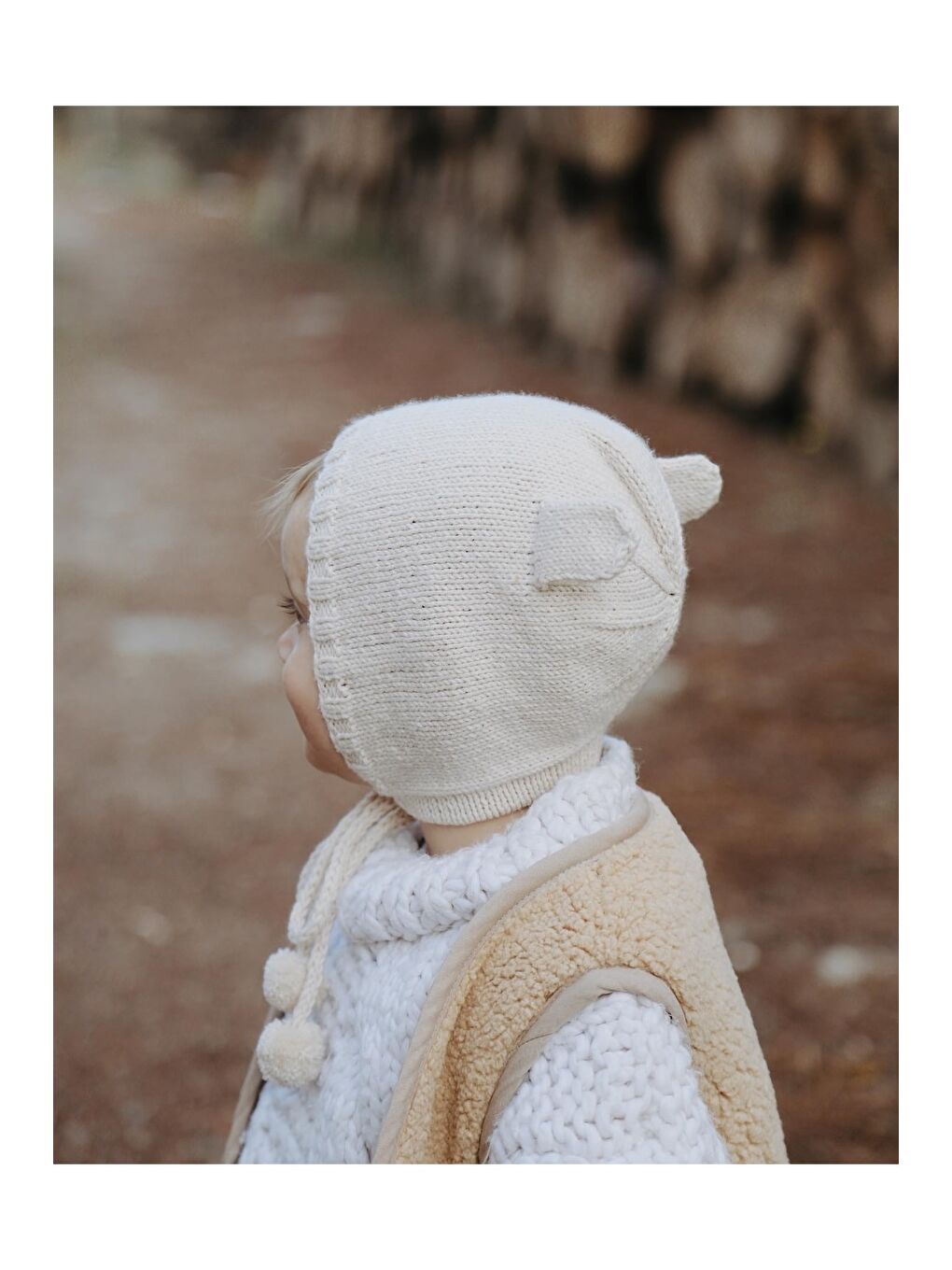 Bej Kulaklı Bebek Beresi Model 3-3