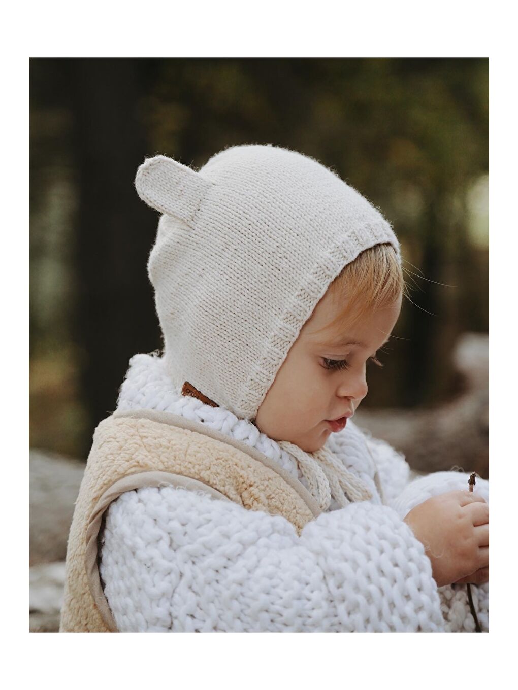 Bej Kulaklı Bebek Beresi Model 3-4