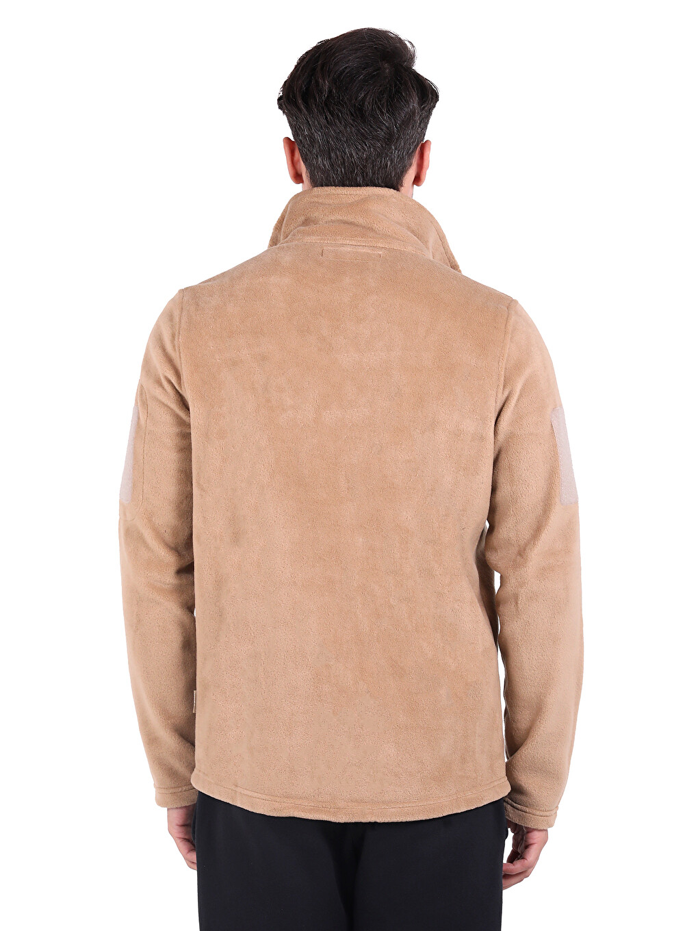 Bej Erkek Polar Dik Yaka Fermuarlı Sweatshirt-2
