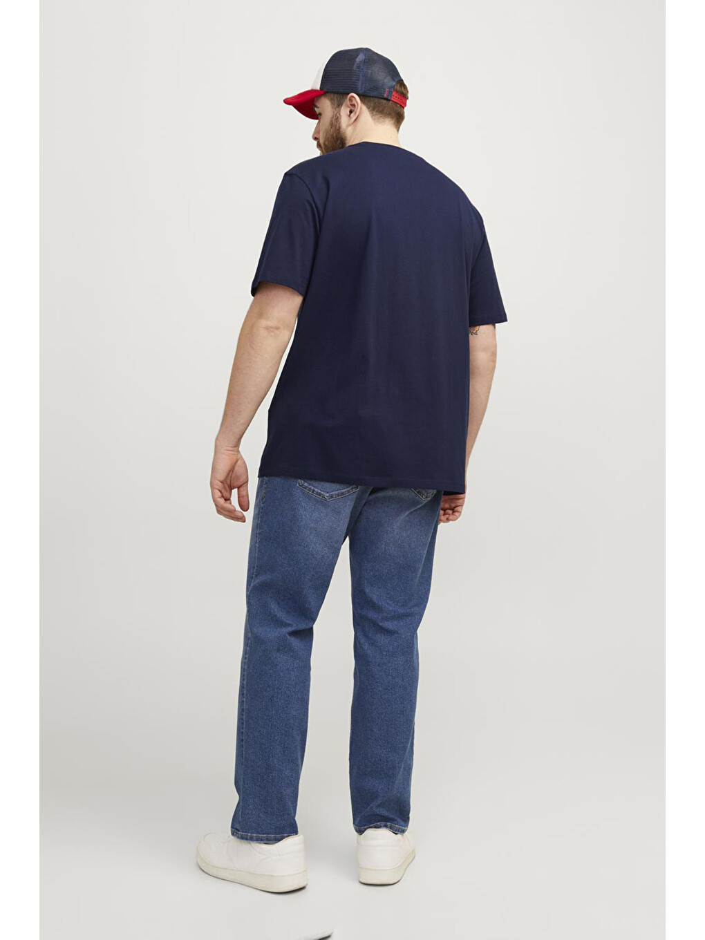 Lacivert Jjepaulos Büyük Beden Bisiklet Yaka Pamuklu Erkek T Shirt 12253778-1