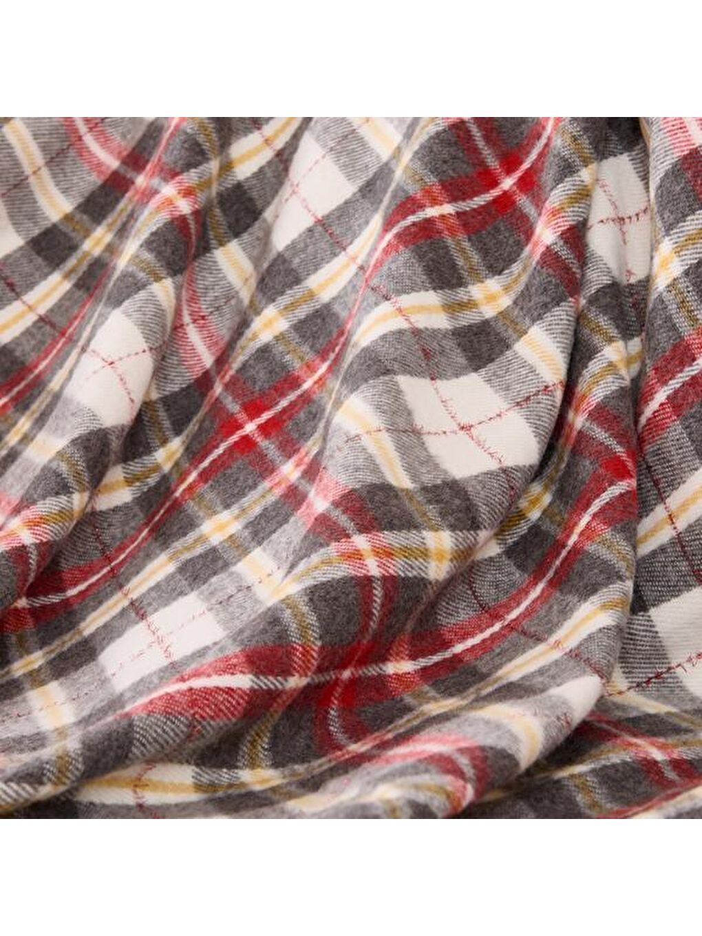 Soft Sim İp Detaylı Skoç Koltuk Şalı - Kırmızı - 130x170 cm-3