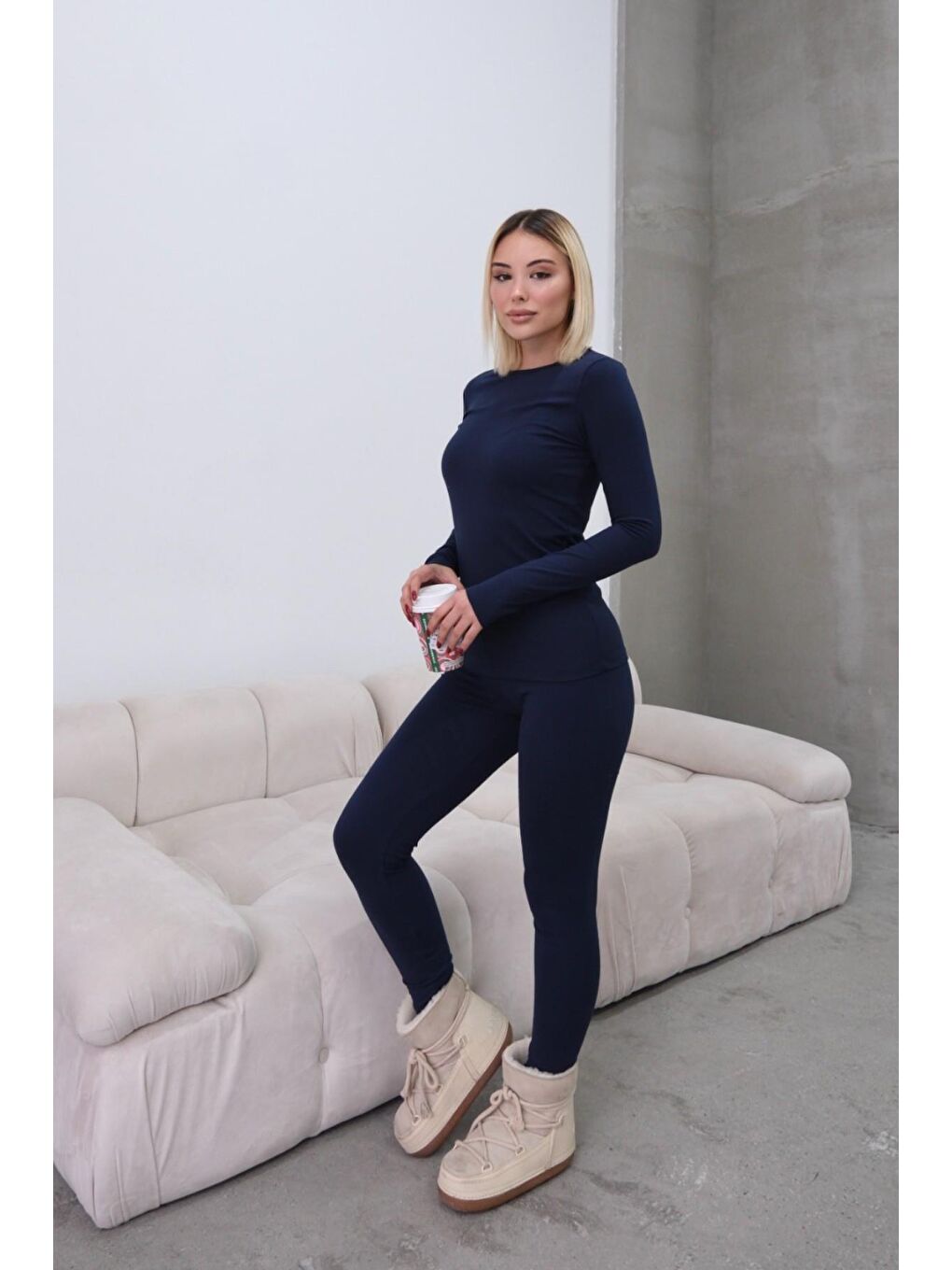 Kadın Uzun Kol Bisiklet Yaka Termal Takım 405152 / 409003 Lacivert