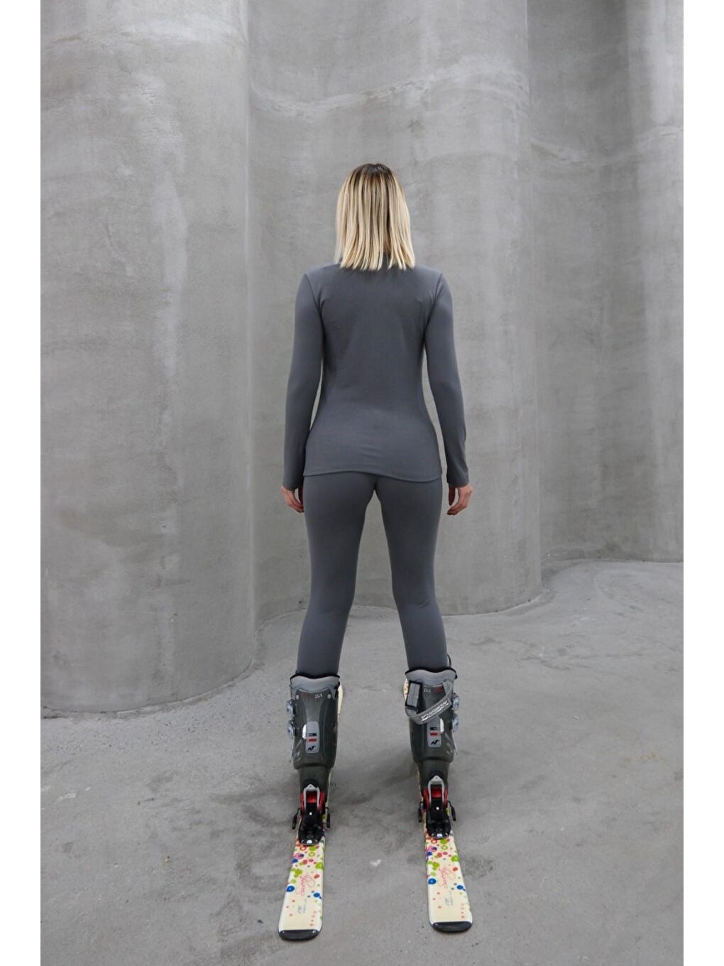 Gri Kadın Uzun Kol Bisiklet Yaka Termal Takım 405152 / 409003 Füme-9